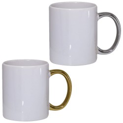 Cup with gold or silver-plated handle